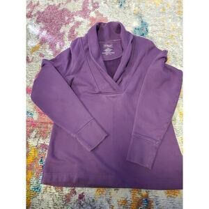 L.L. Bean Womens Shawl Collar Long Sleeve Pullover lavender smallCotton 0064‎